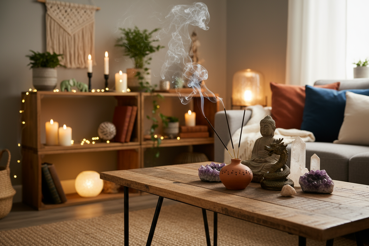 INCIENSO CON FIGURAS Y MAS COSAS EN UNA CASA